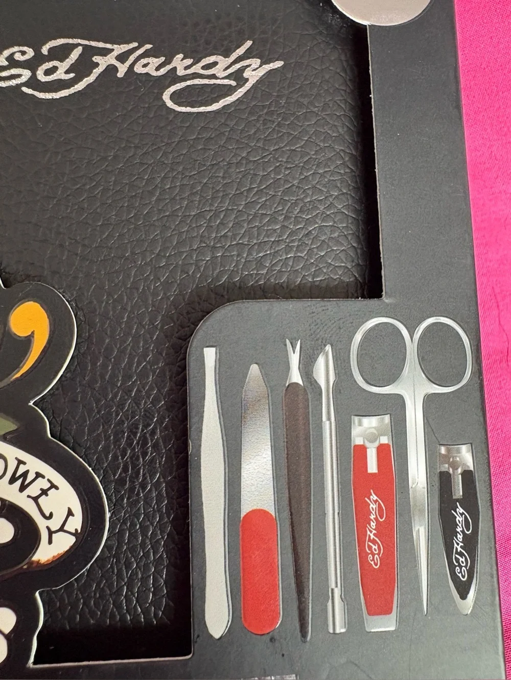 Ed Hardy Black Grooming Kit with Red Accents